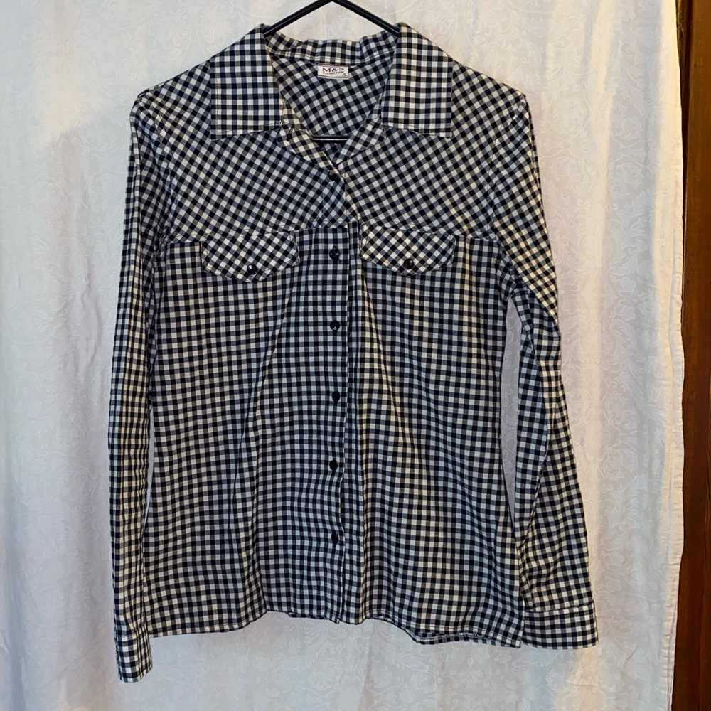 Black and White Plaid button downBlouse Size Small